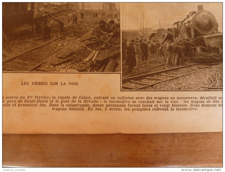 1916 LPDF: Le RAPIDE de CALAIS déraille; Frise-Dompière-Lihons;Karasouli;Dogandjé;BELGIQUE; Zeppelins bombardent PARIS..