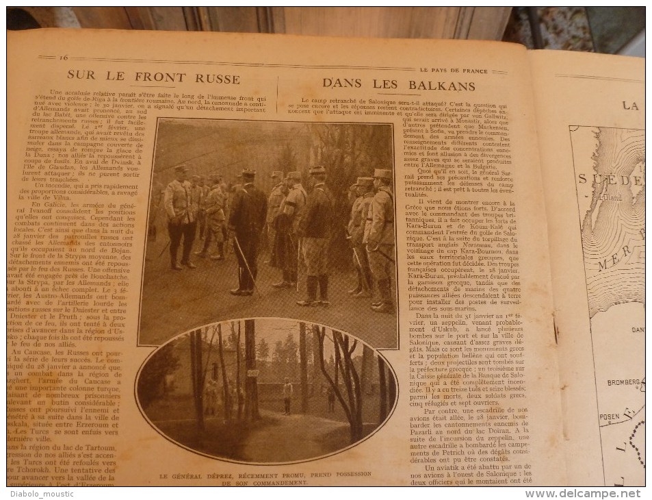 1916 LPDF: Le RAPIDE de CALAIS déraille; Frise-Dompière-Lihons;Karasouli;Dogandjé;BELGIQUE; Zeppelins bombardent PARIS..