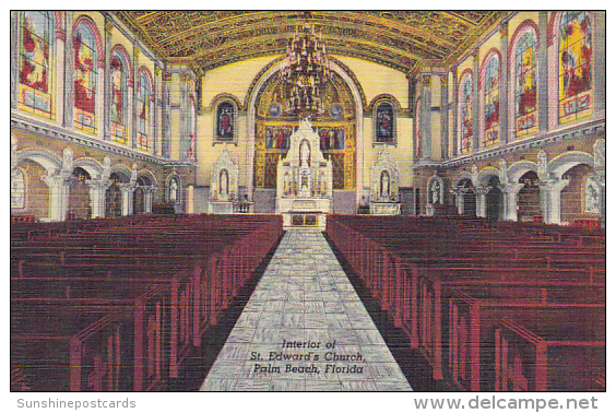 Interior Of St Edward's Church Palm Beach Florida Curteich - Palm Beach