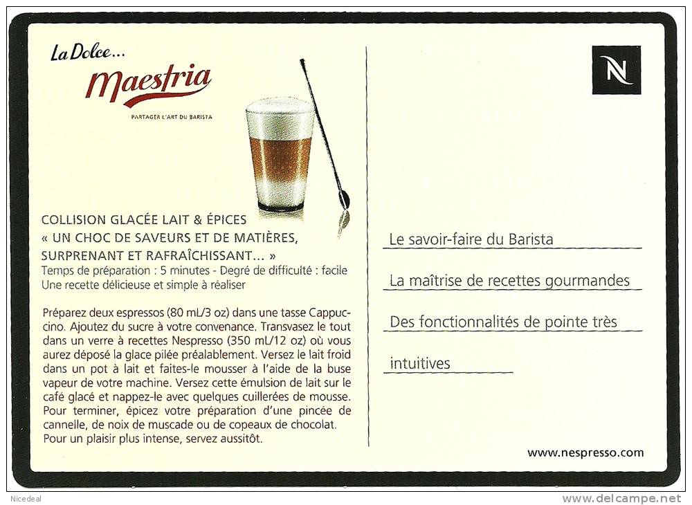CPM Carte Publicitaire NESPRESSO Gran Maestria Recette Café Caffe Coffee Ricetta Cartolina Recipe Card Nestlé Pub Promo - Recettes (cuisine)