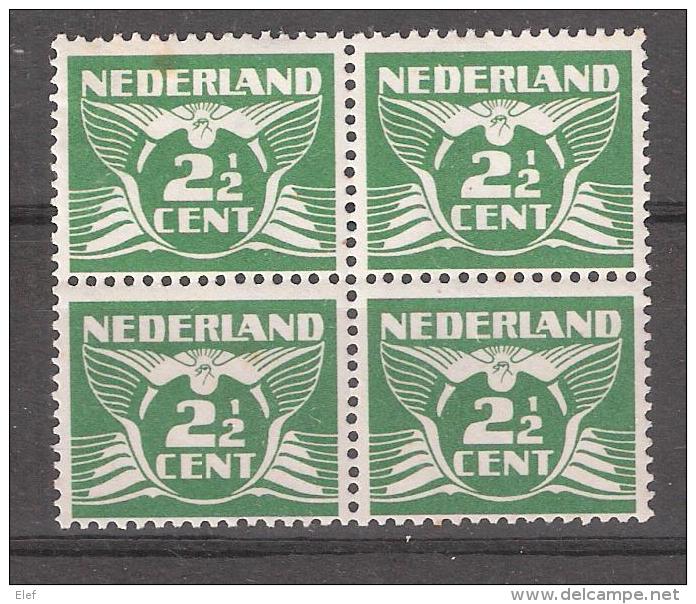 Nederland / Pays Bas, 1926, Yvert N° 169 ,BLOC DE 4 , 2 1/ 2 Vert Foncé , Filigrane Cercles, Neuf **, MNH - Ungebraucht