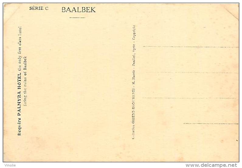 PU-14-033 : Baalbek  ( Carte Recoupée Cotés Verticaux Et Horizontaux )(8.5 Cm Pour 9 Cm ) (13.5 Cm Au Lieu De 14 Cm) - Syrie