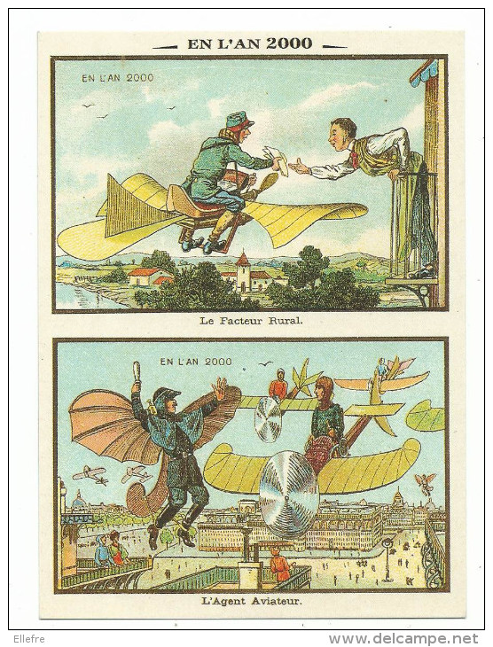 Les Services Publics En L'an 2000 ; Le Facteur Rural, L'agent Aviateur, Le XXI Siècle Vu Par Un Illustrateur De 1900, Cp - Sonstige & Ohne Zuordnung