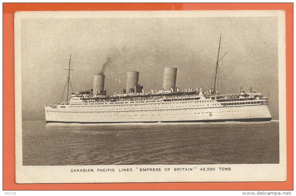 JAA-06 Canadian Pacific Liner  Empress Of Britain, 42500 Tons. Not Postally Used - Paquebots