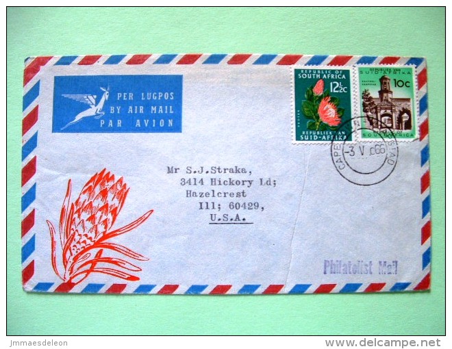 South Africa 1966 Cover To USA - Church - Flowers Protea - Lettres & Documents