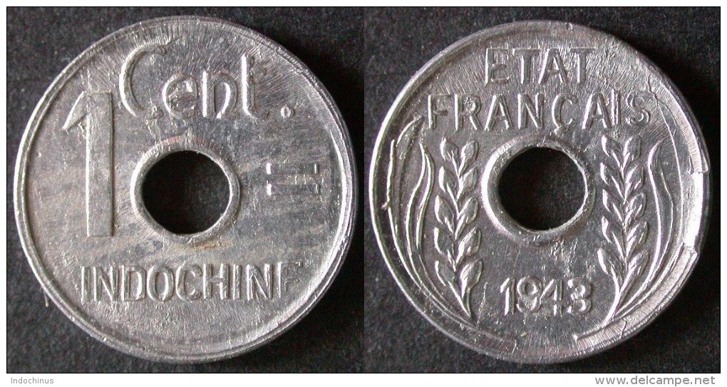 INDOCHINE FRANCAISE  1 Cent 1943  INDO CHINA  INDOCINA  PORT OFFERT - Vietnam