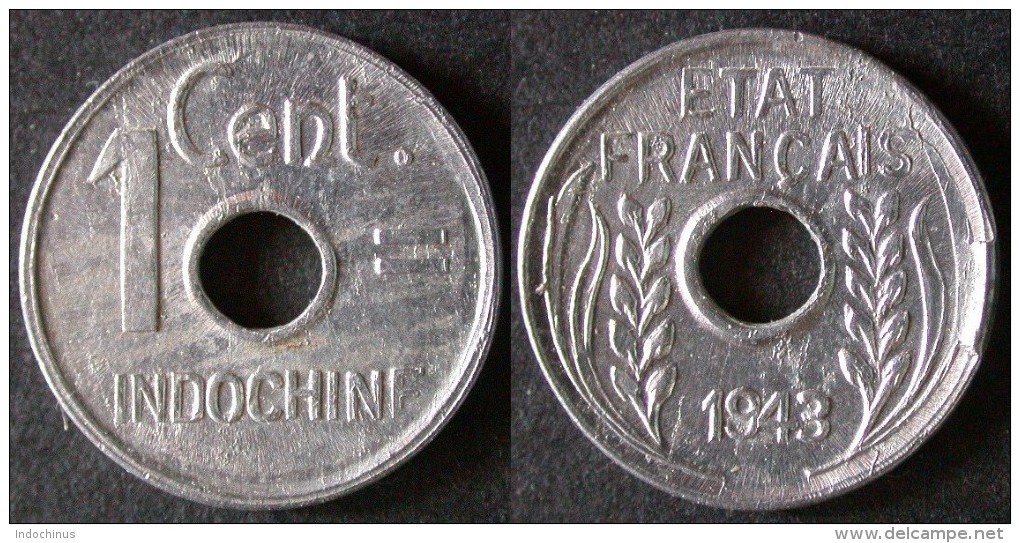 INDOCHINE FRANCAISE  1 Cent 1943  INDO CHINA  INDOCINA  PORT OFFERT - Cambodia