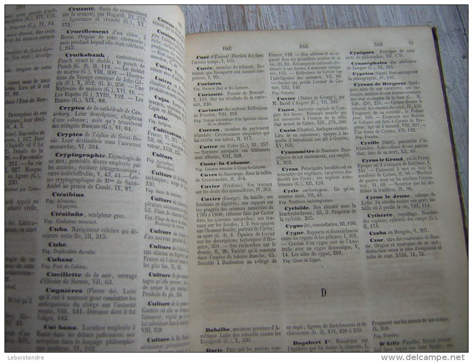 LE MAGAZIN PITTORESQUE TABLE ALPHABETIQUE ET METHODIQUE  1833 - 1852  SUIVIE DE LA LISTE DES REDACTEURS DES DESSINATEURS