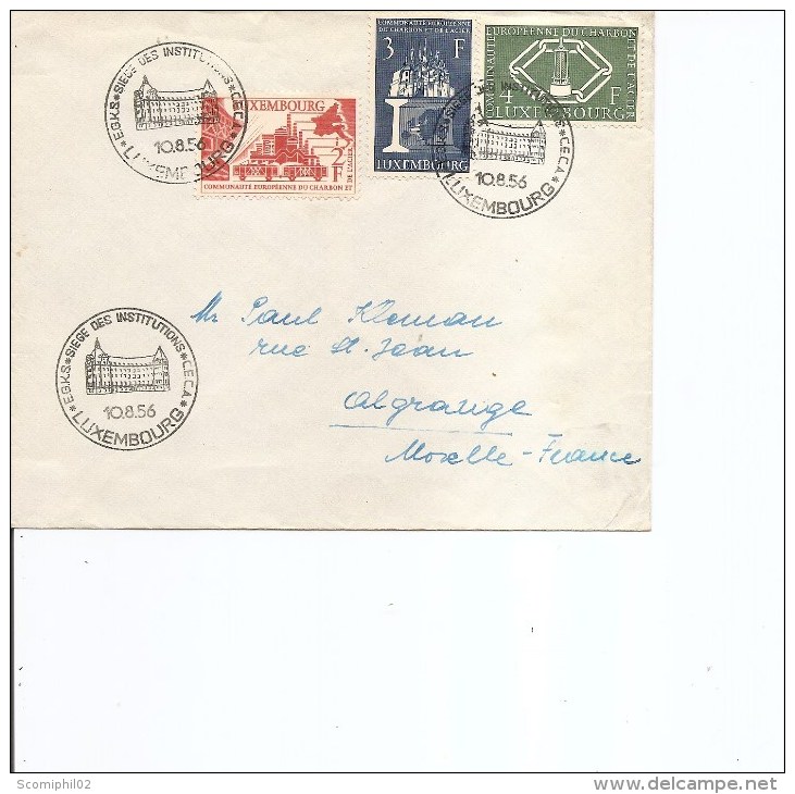 Luxembourg -CECA ( Lettre En Premier Jour De 1956 Vers La France à Voir) - Covers & Documents