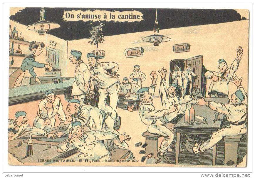 Carte Postale Ancienne  "humoristique"scènes Militaires "On S'amuse à La Cantine" - Humoristiques