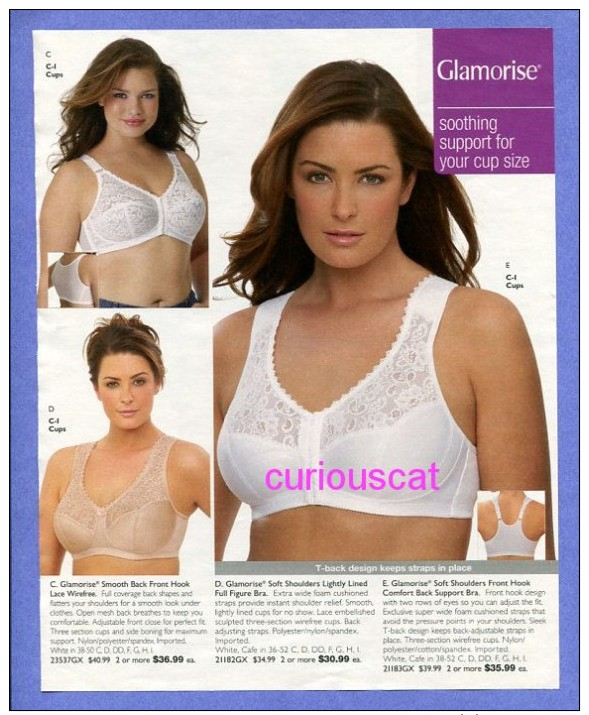 PUBLICITES USA RECLAME ADVERTISEMENT WERBUNG REKLAME PUBBLICITARI PUBLICIDAD For  LINGERIE GLAMORISE BRAS BH - Publicidad