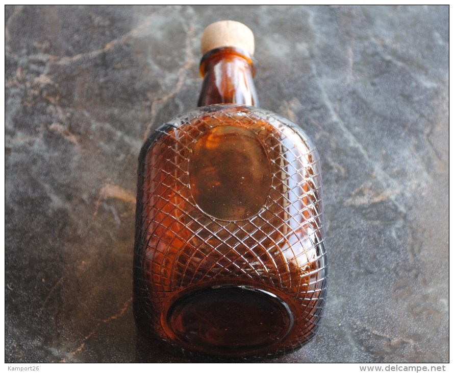 Liquor GLASS Bottle With CORK Dark Amber FLASK Design Art AMBRE Le Verre Bouteille - Whisky
