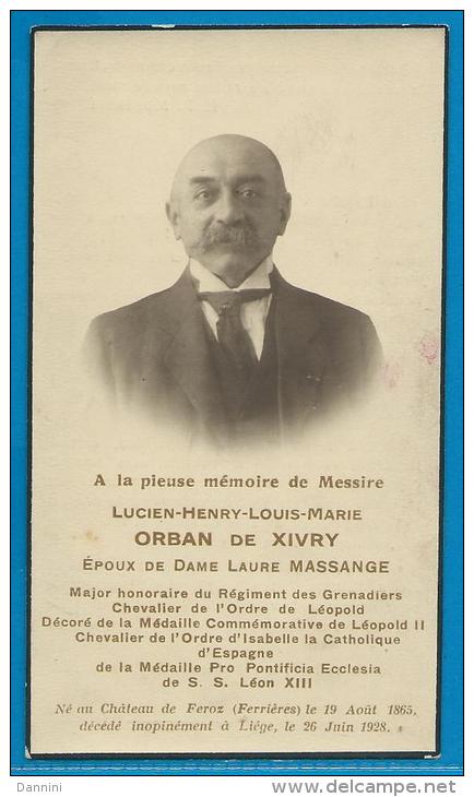 Souvenir Pieux De Lucien-Henry-Louis-Marie Orban De Xivry - Ferrières - Liège - 1865 - 1928 - Images Religieuses