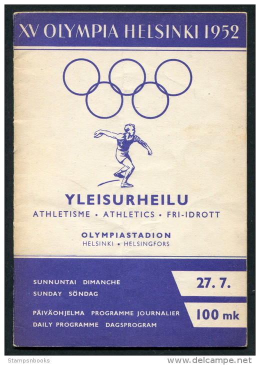 1952 Helsinki Olympic Programme - 27th July - Athletics - Books