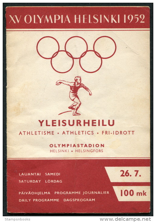 1952 Helsinki Olympic Programme - 26th July - Athletics - Books