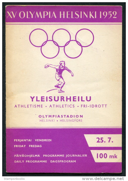1952 Helsinki Olympic Programme - 25th July - Athletics - Libros