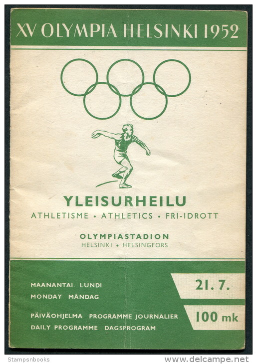 1952 Helsinki Olympic Programme - 21st July - Athletics - Boeken