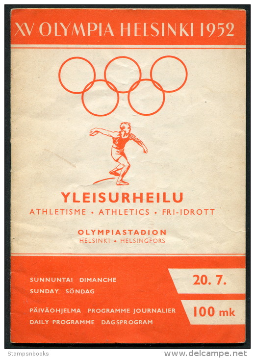 1952 Helsinki Olympic Programme - 20th July - Athletics - Bücher