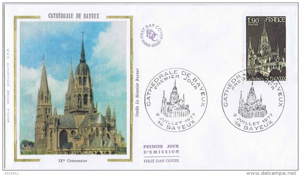 LETTRE PREMIER JOUR  Cathedrale De Bayeux 9 Juillet 1977 - 1950-1959