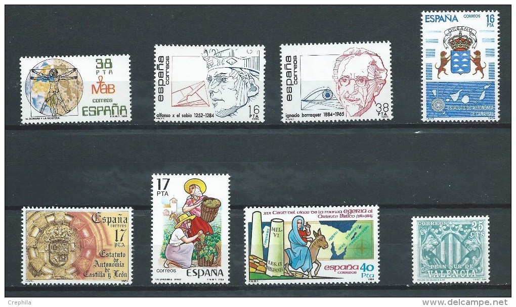 Espagne - 1984/5 - Y&T  2359 - 2370 - 2373/4 - 2389/91 - 2402  - Neuf  ** - Unused Stamps