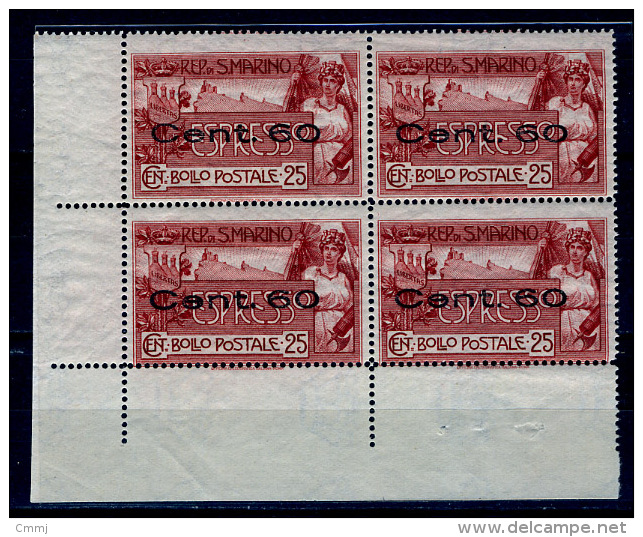 1923 - SAINT-MARIN - SAN MARINO - Catg. Sass. Ex 3 - NH - (SM2017.44..) Varieta Punto F.to BIONDI - Variétés Et Curiosités