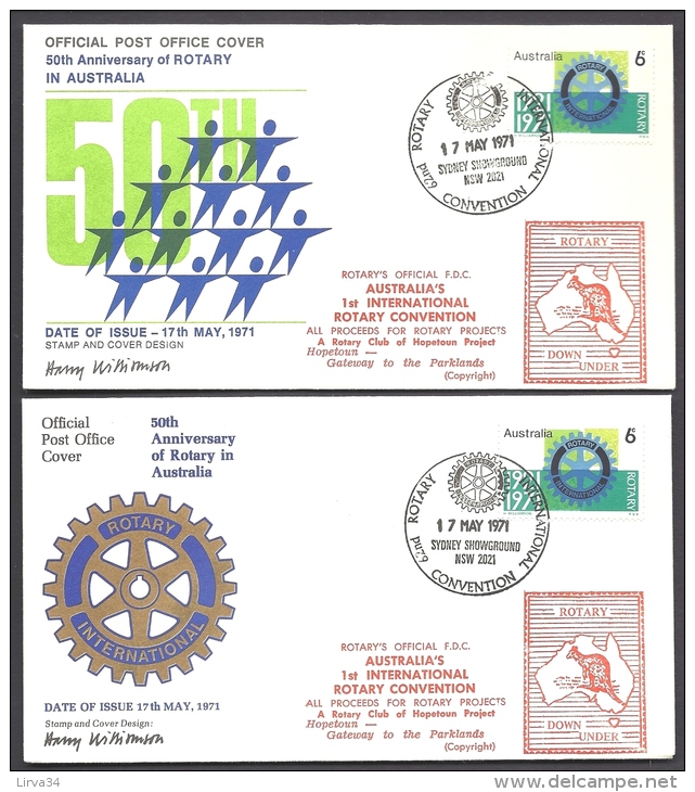 LOT 4 LETTRES ROTARY INTERNATIONAL- ASIE- AUTRALIE- TAMPONS DE 1971-93 - 2 SCANS - Rotary, Lions Club