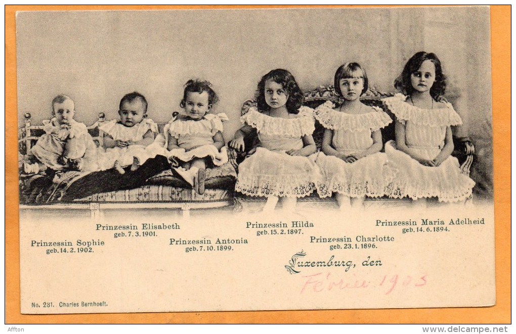 Grand Ducal Family 1905 Luxembourg Postcard - Famille Grand-Ducale