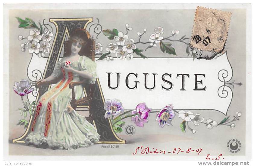 Fantaisie    Prénom   Auguste  (carte  Glacée) - Firstnames