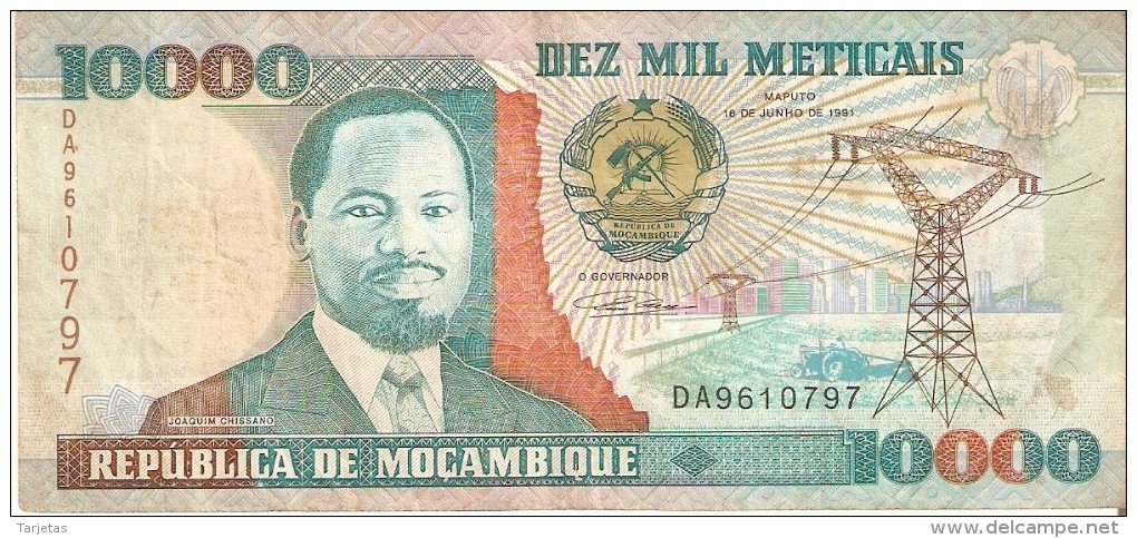 BILLETE DE MOZAMBIQUE DE 10000 METICAIS DEL AÑO 1991 (BANKNOTE) - Mozambique