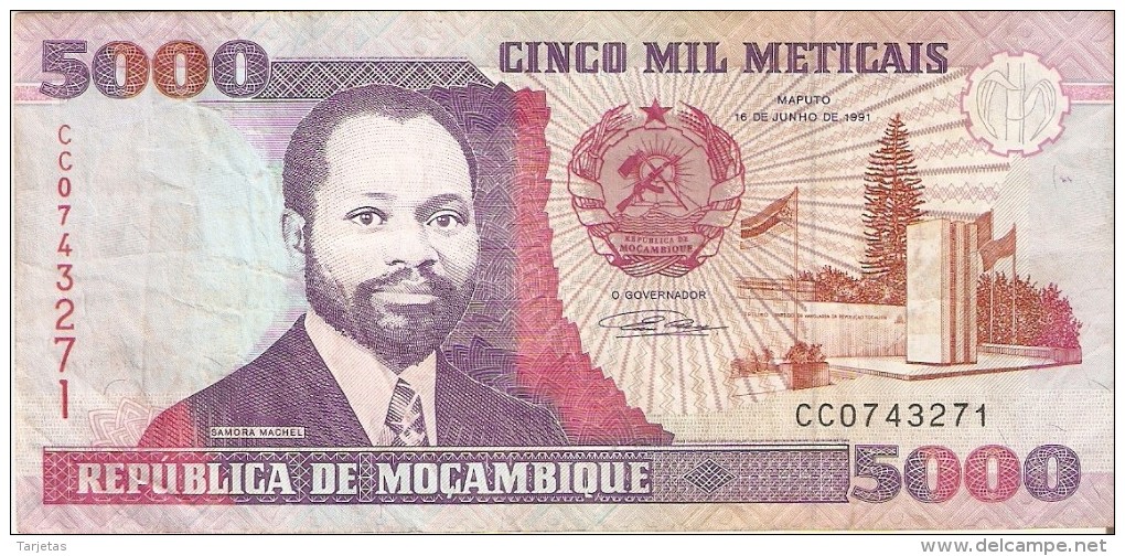 BILLETE DE MOZAMBIQUE DE 5000 METICAIS DEL AÑO 1991 (BANKNOTE) - Mozambique