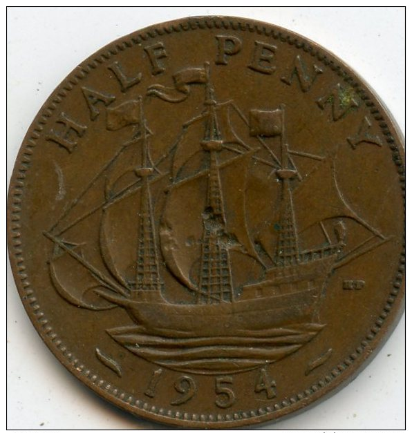 Great Britain Half Penny 1954 - C. 1/2 Penny