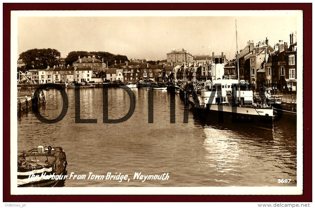 DORSET - WEYMOUTH - THE HARBOUR FROM TOWN BRIDGE - 1930 REAL PHOTO PC - Weymouth