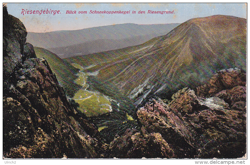 AK Riesengebirge - Blick Vom Schneekoppenkegel In Den Riesengrund - Stempel Schneekoppe - 1914 (8371) - Tschechische Republik