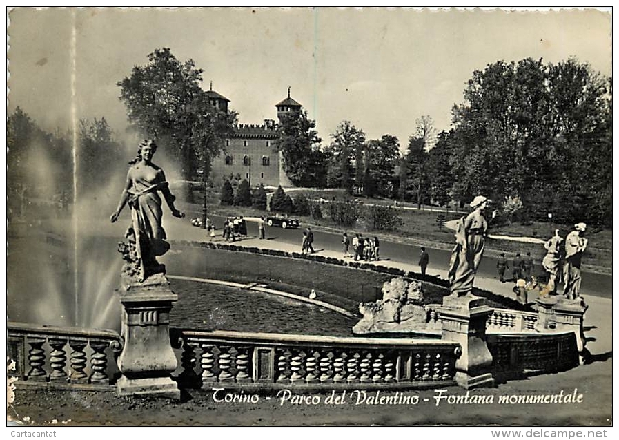 TORINO. LA FONTANA MONUMENTALE AL PARCO DEL VALENTINO. CARTOLINA ANNI '50 - Parcs & Jardins