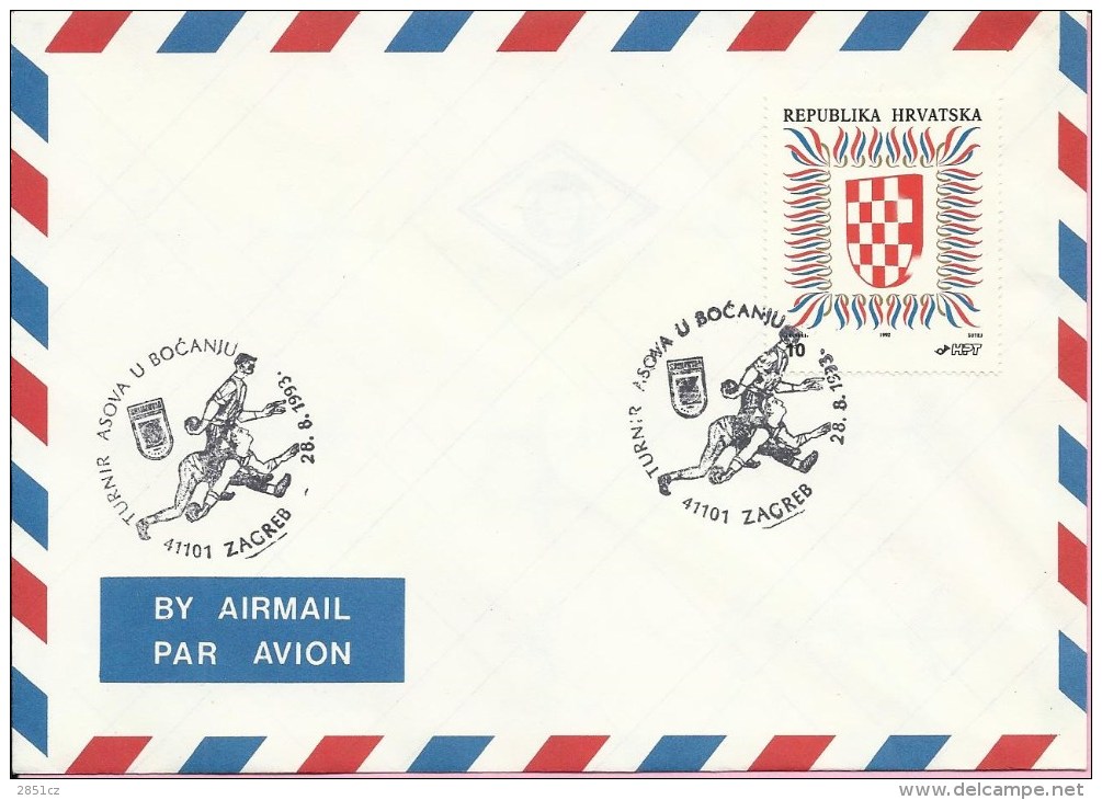 Tournament In Bowling (bo&#263;anje), Zagreb, 28.8.1993., Croatia, Cover (airmail) - Petanca