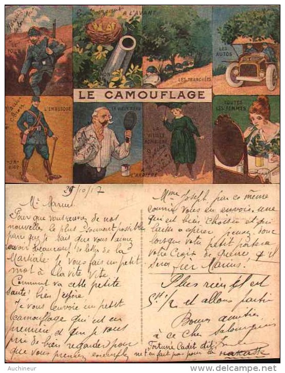 A H Katz JK 2162 - Le Camouflage, Circulée 1917 - Humour
