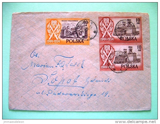 Poland 1955 Cover Sent Locally - Coal Mine - Mining - Relaxing Worker In Deck Chair - Lettres & Documents