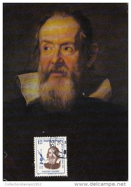 441- GALILEO GALILEI, ASTROLOGY, MAXICARD, CARTES MAXIMUM, CM, 1964 STAMP, 1984, ROMANIA - Astrologie