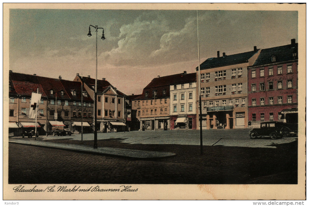 Glauchau. Markt Mit Braunen Haus - Glauchau