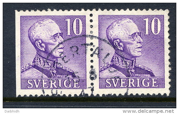 SWEDEN 1939  Gustav V 10 öre Type II Se-tenant Pair Used.  Michel 256 II Dl/B - Gebruikt