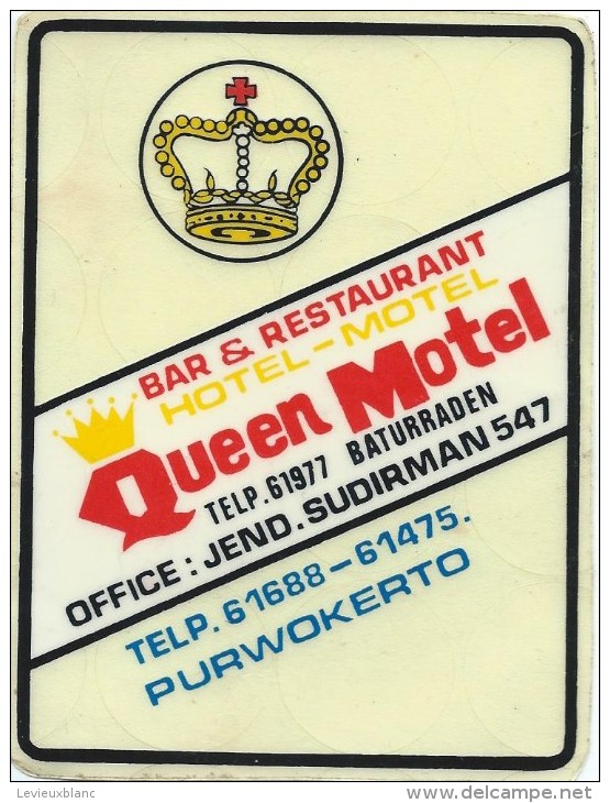 Etiquette Valise Et Malle/ Hotel/ ASIE/ Queen-Motel/Purwokerto/In Donésie/ Années 1980   EVM61 - Hotel Labels