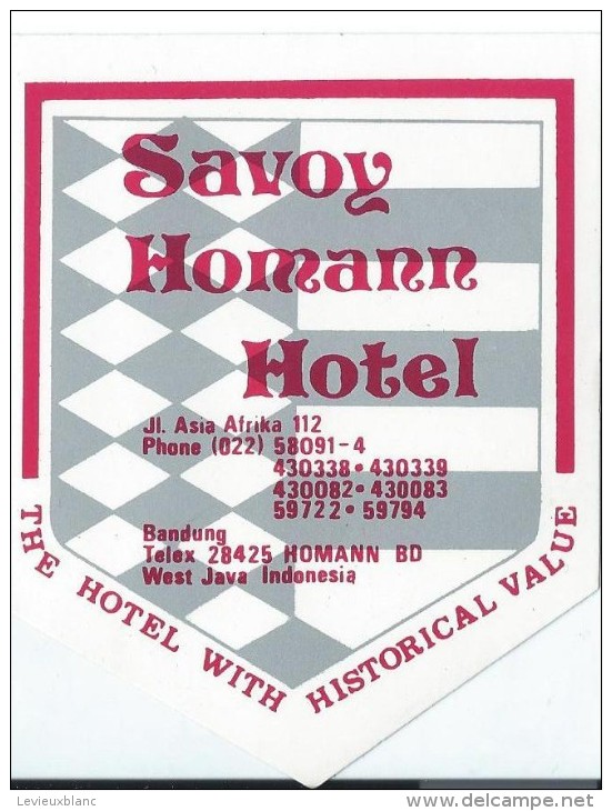 Etiquette Valise Et Malle/ Hotel/ ASIE/ Savoy Homann Hotel / West JAVA/ Indonésie/Années 1980 EVM65 - Hotel Labels