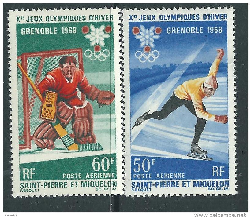 St Pierre Et Miquelon P A N° 40 / 41  X Jeux Olympiques D´hiver à Grenoble, La Paire Trace De Charnière Sinon TB - Unused Stamps