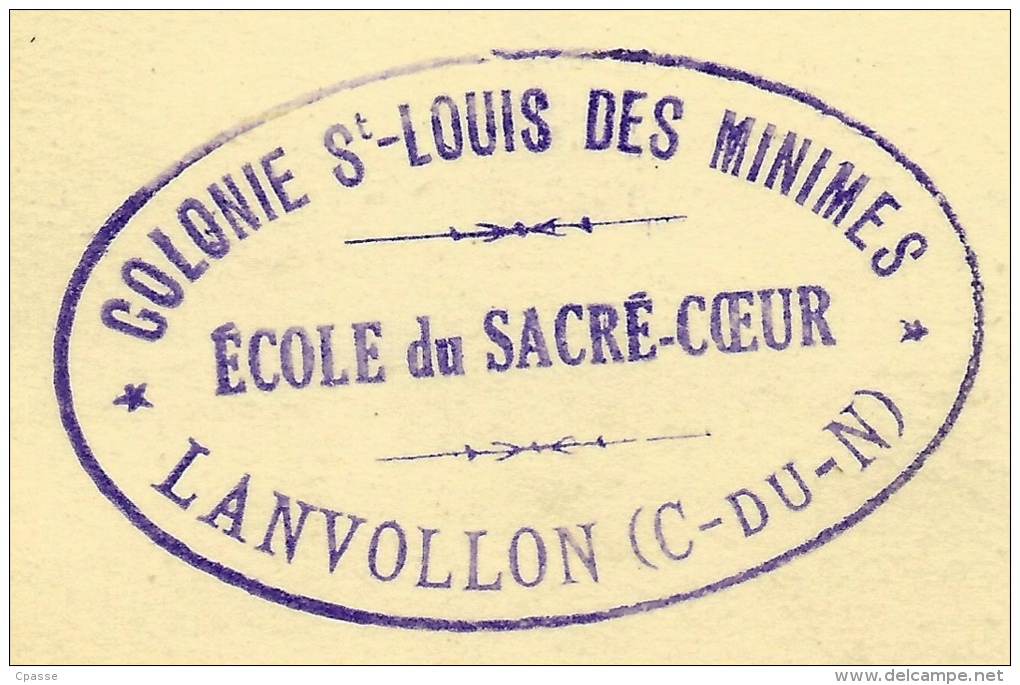 CACHET 22 "LANVOLLON Colonie St-Louis Des Minimes - Ecole Du Sacré-Coeur" Sur CPA Eglise Saint Quay Portrieux - Lanvollon