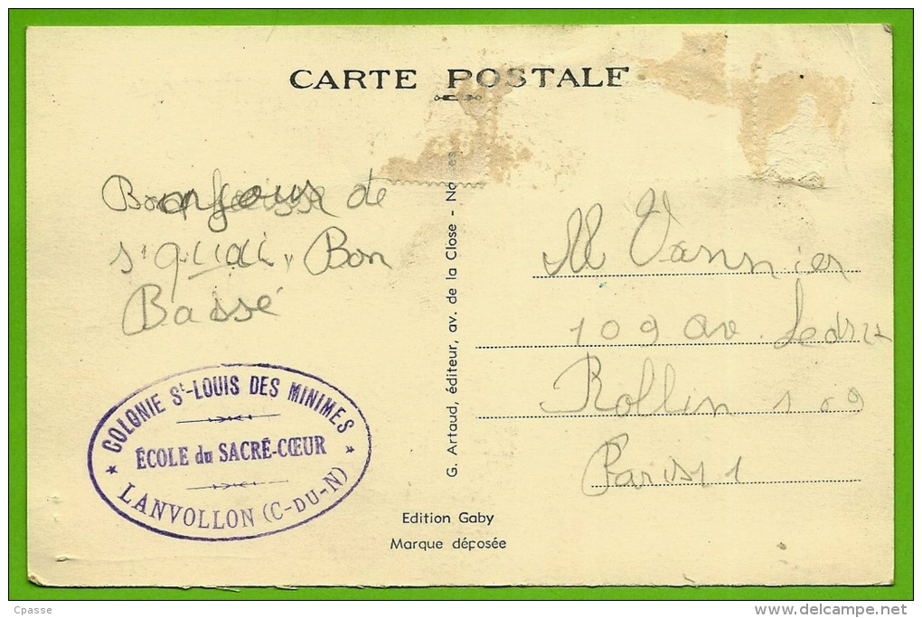 CACHET 22 "LANVOLLON Colonie St-Louis Des Minimes - Ecole Du Sacré-Coeur" Sur CPA Eglise Saint Quay Portrieux - Lanvollon