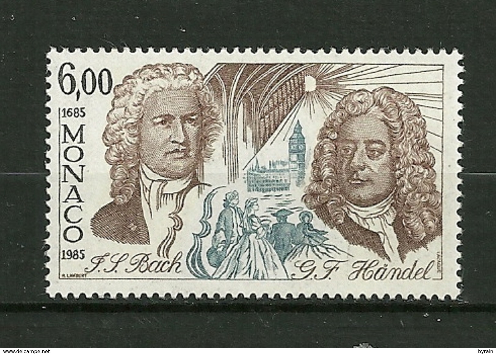 MONACO. 1985  N° 1504  " Anniv. De Naissance D'Ecrivains Et De Musiciens Célèbres (J.S.Bach ,G-F.Haendel ) "    NEUF - Collections, Lots & Series