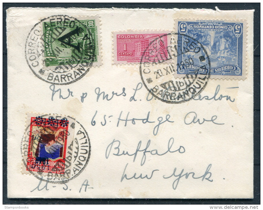 1950 Colombia Airmail Barranquilla Avianca Cover - New York USA - Colombia