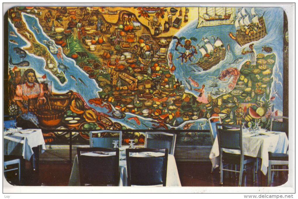 MEXICO - Restaurante,  Mural De José Gomez Rosas, Mapa,  Used - México