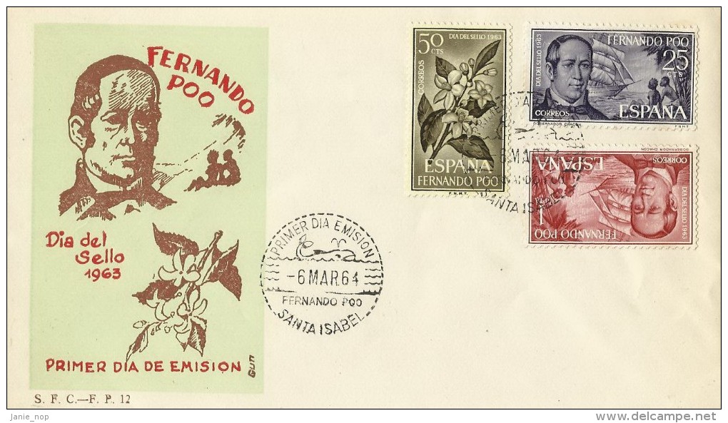 Spain Fernado Poo 1964 Stamp Day FDC - Fernando Poo