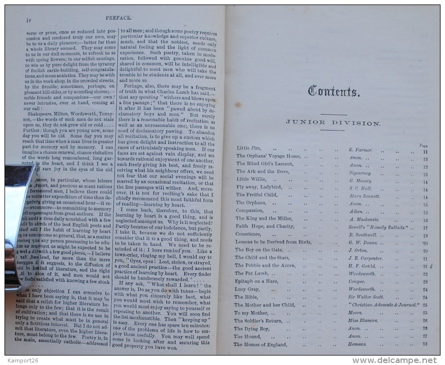 1876 CLASS BOOK of ENGLISH POETRY Nelson's School Series L'ÉCOLE DE LA SÉRIE Junior Division LA POÉSIE ANGLAISE